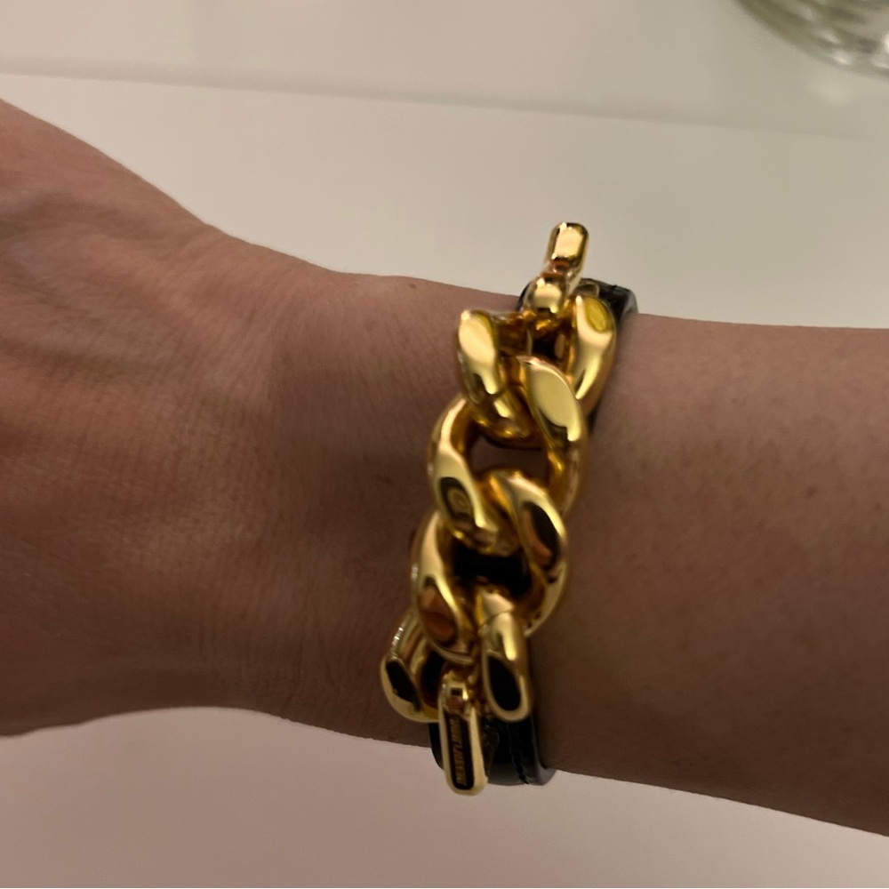 Saint Laurent Croc Embossed Chain Link Bracelet